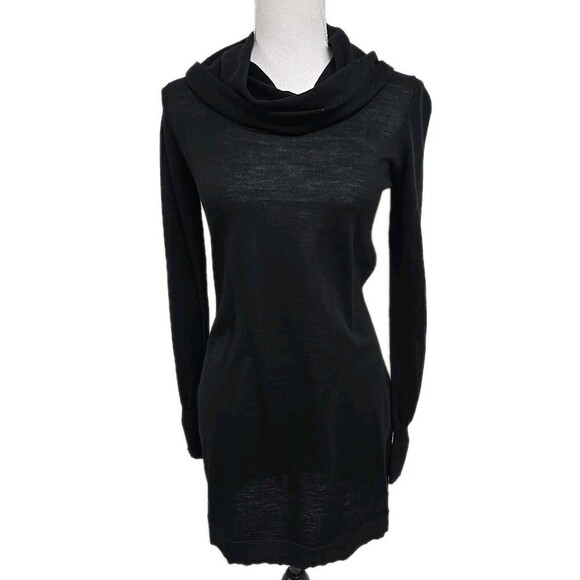 Elie Tahari 100% Merino Wool Cowl Neck Long Sweater Sheer Black Women’s Size XS - Picture 1 of 11